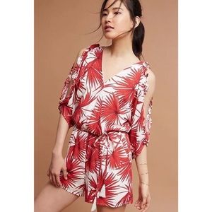 Anthropologie Bishop + Young Tropical Cold Shoulder Romper